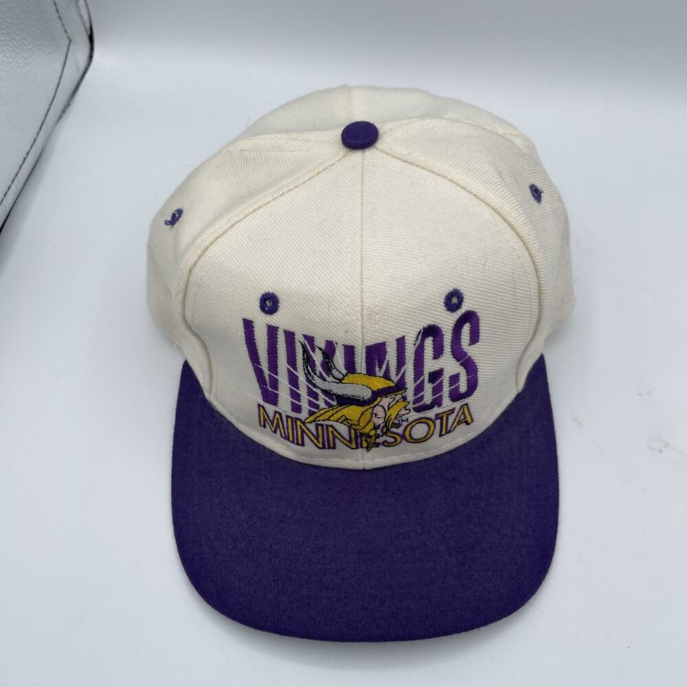 Vintage AJD Minnesota Vikings Hat Snapback Cap Purple‎ White Football NFL Nice - Picture 11 of 11
